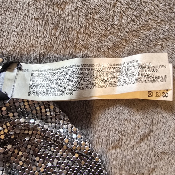 Zara 100% Aluminum Metal Mesh Silver Metallic Halter Top - Picture 6 of 12